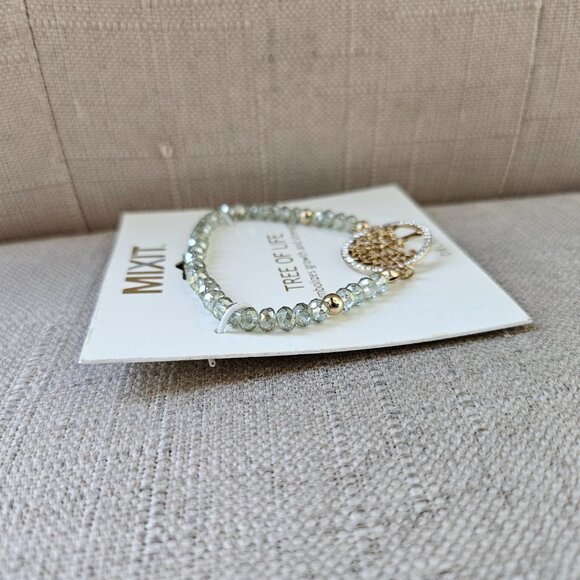 MIXIT Bracelet THE TREE OF LIFE Crystal Accent Gold Tone Stretched Wristband New - Picture 10 of 11